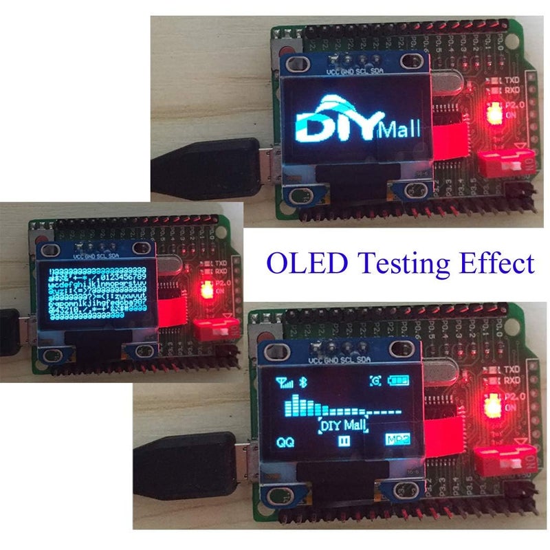 DIYmall 0.96 Inch Blue OLED Module I2C IIC Serial 128x64 LCD LED Display for Arduino Micro:bit 51 MSP420 STIM32 SCR (Pack of 2pcs) - Image 4